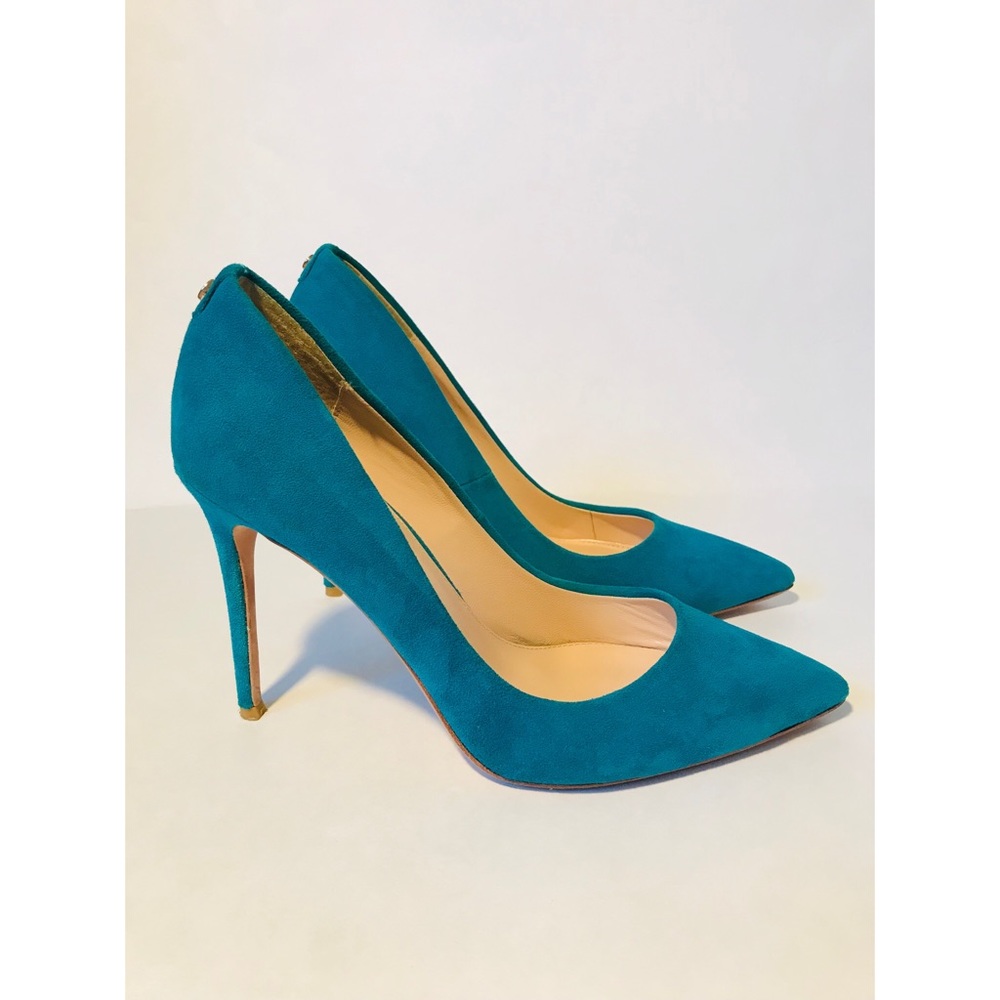Cosmoparis Turquoise Suede Leather Heel